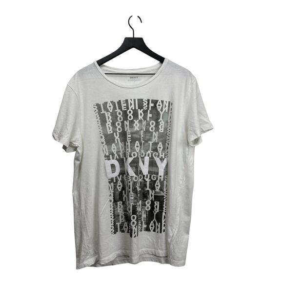 DKNY Crew Neck Short Sleeve Men’s Graphic‎ T-Shirt White L, Staten Island #70 - Picture 1 of 12